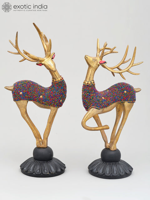 11" Brass Pair of Reindeer | Home Decor