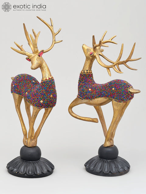 11" Brass Pair of Reindeer | Home Decor