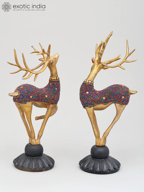 11" Brass Pair of Reindeer | Home Decor
