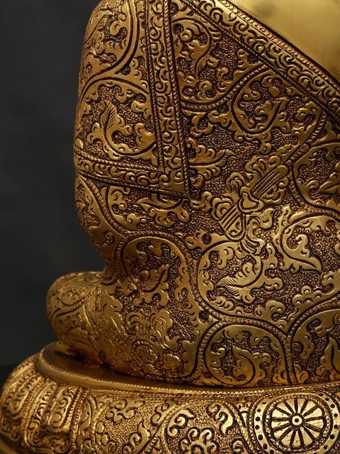 12" Lord Buddha Seated in Bhumisparsha Mudra | Brass Statue