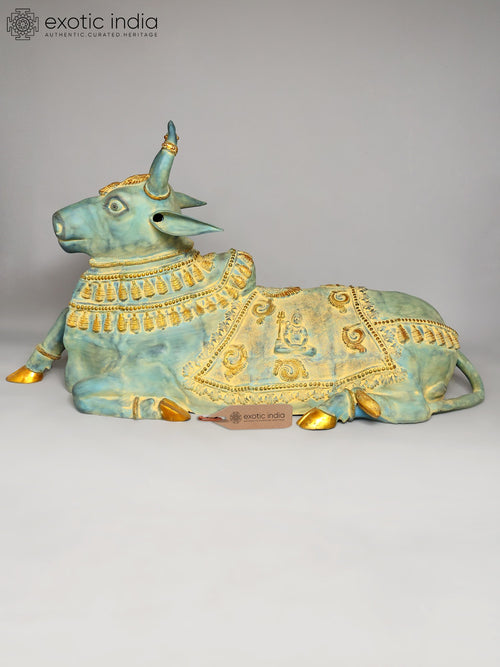 82" Huge Seated Nandi Brass Statue - Shiva's Sacred Vahana