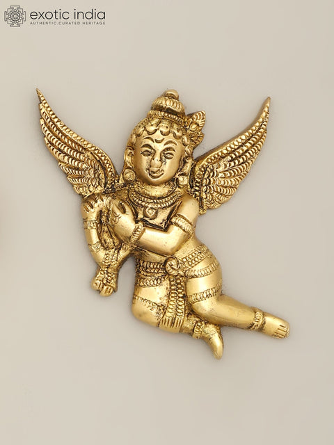 4" Brass Set of Ritual Kalash and Gandharvas | Wall Hanging