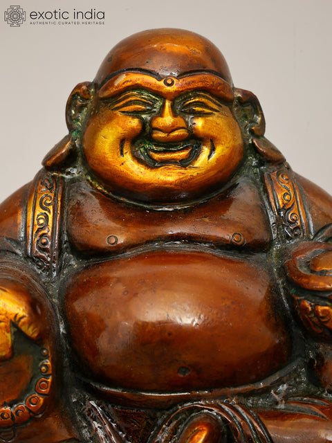 5" Small Brass Laughing Buddha | Brass Statue