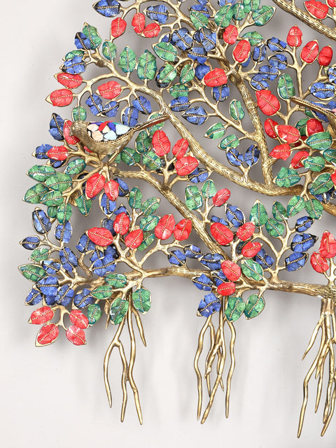 36" Large Kalpavriksha | Banyan Tree in Brass with Inlay Work | Wall Hanging