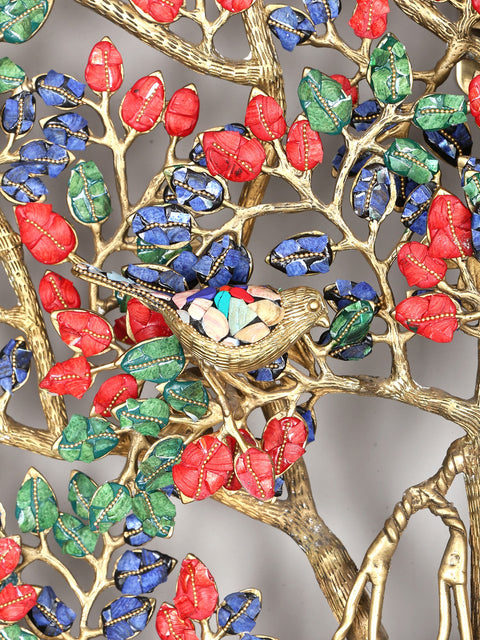 36" Large Kalpavriksha | Banyan Tree in Brass with Inlay Work | Wall Hanging