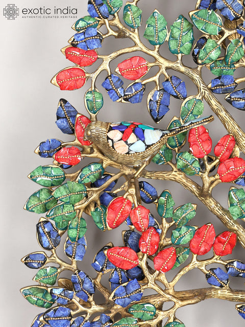 36" Large Kalpavriksha | Banyan Tree in Brass with Inlay Work | Wall Hanging