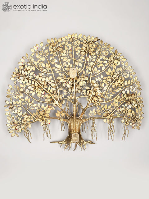 36" Large Kalpavriksha | Banyan Tree in Brass with Inlay Work | Wall Hanging