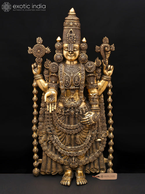 34" Large Tirupati Balaji Venkateshvara Brass Statue for Pooja