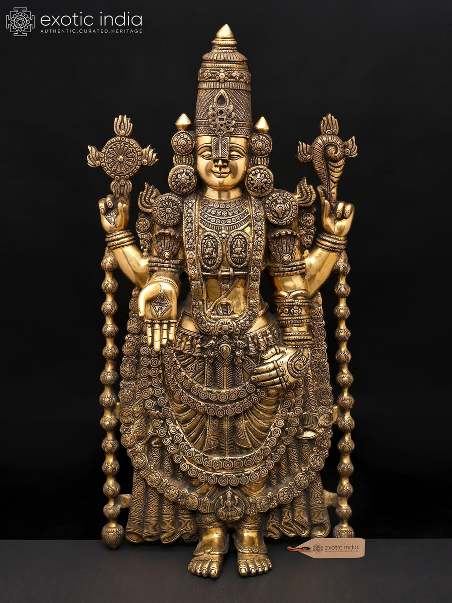 34" Large Tirupati Balaji Venkateshvara Brass Statue for Pooja