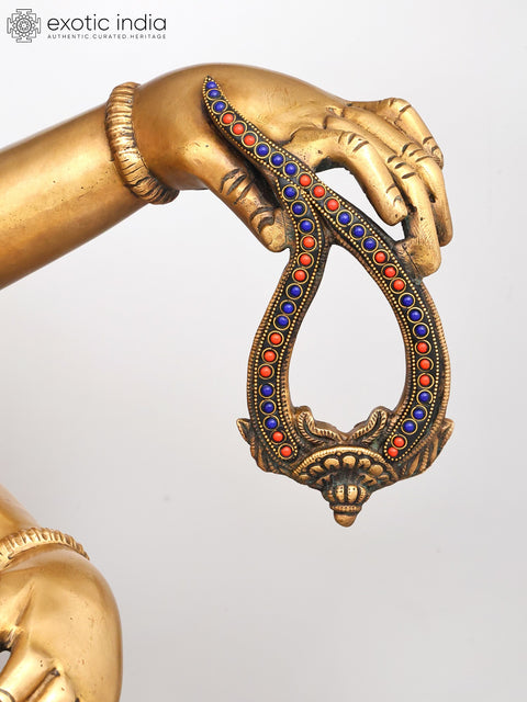 65" Large Size Dancing Lord Ganesha | Brass Statue with Inlay Work