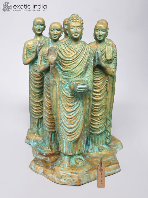 12" Lord Buddha with Disciples Handmade Brass Statue