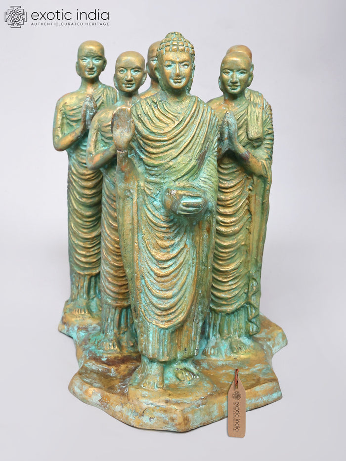 12" Lord Buddha with Disciples Handmade Brass Statue