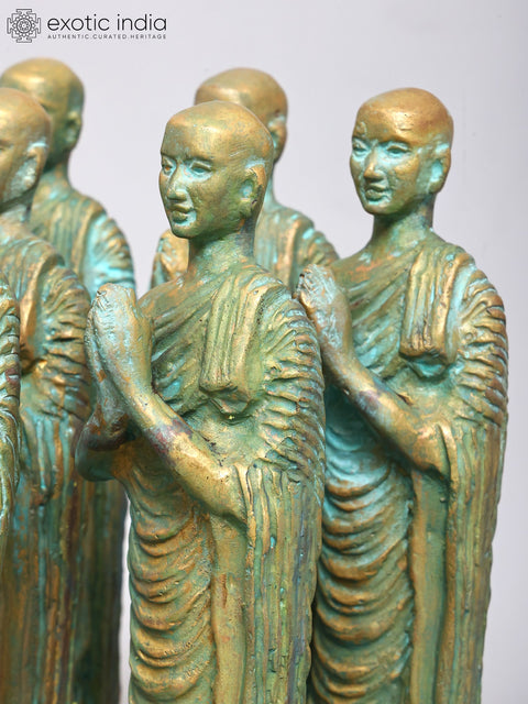 12" Lord Buddha with Disciples | Brass Statue