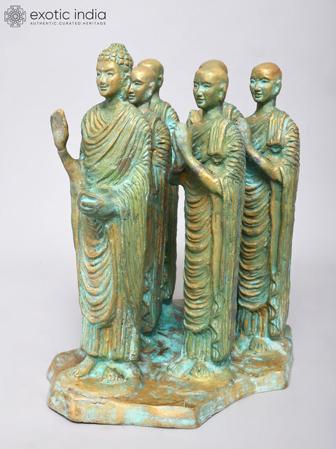 12" Lord Buddha with Disciples | Brass Statue