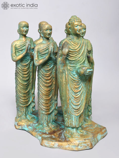 12" Lord Buddha with Disciples | Brass Statue