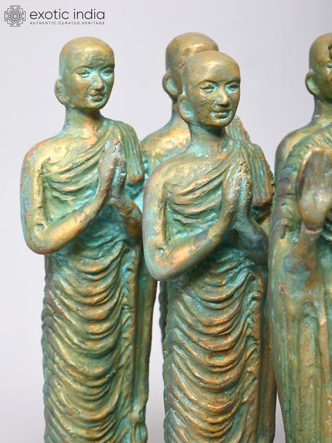 12" Lord Buddha with Disciples | Brass Statue