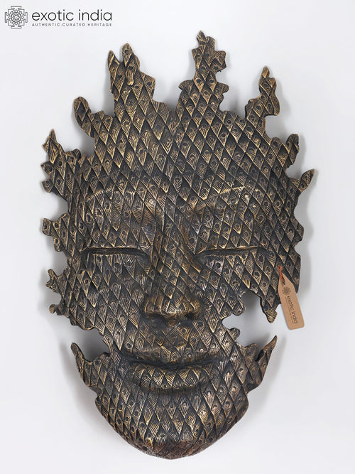 42" Large Modern Buddha Face Brass Wall Hanging Statue