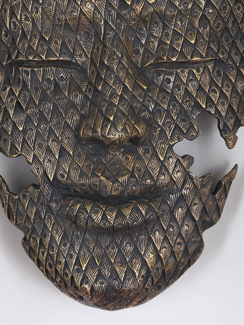 42" Large Modern Art Buddha Face Wall Hanging | Brass Statue