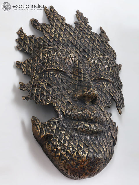 42" Large Modern Art Buddha Face Wall Hanging | Brass Statue