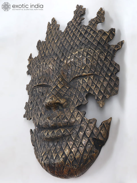 42" Large Modern Art Buddha Face Wall Hanging | Brass Statue