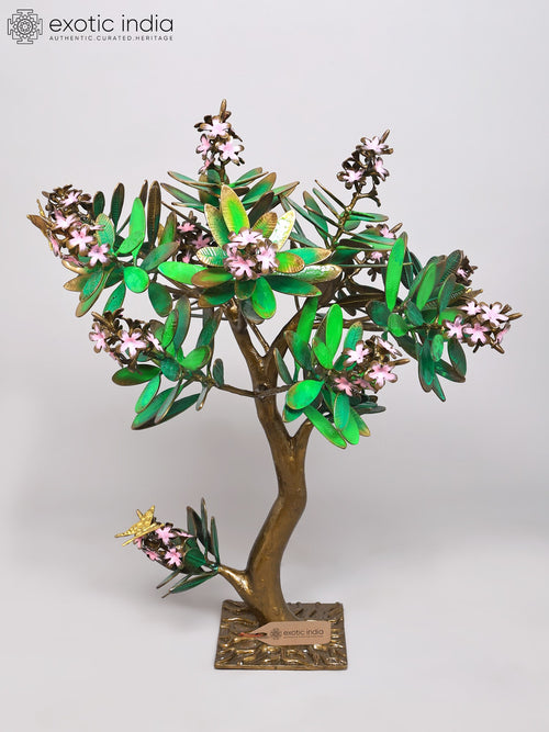 32" Brass Guava Tree with Flowers Decorative Showpiece