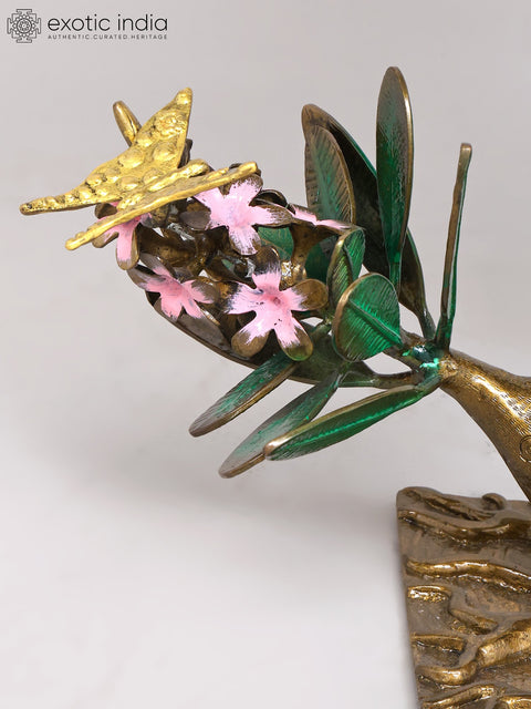 32" Brass Guava Tree with Flowers | Decorative Showpiece