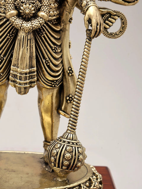 11" Brass Superfine Standing Panchamukhi Lord hanuman on Wood Base
