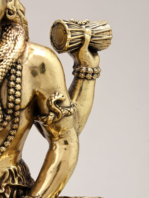 9" Brass Superfine Lord Shiva with Nandi and Shivalinga on Wood Base