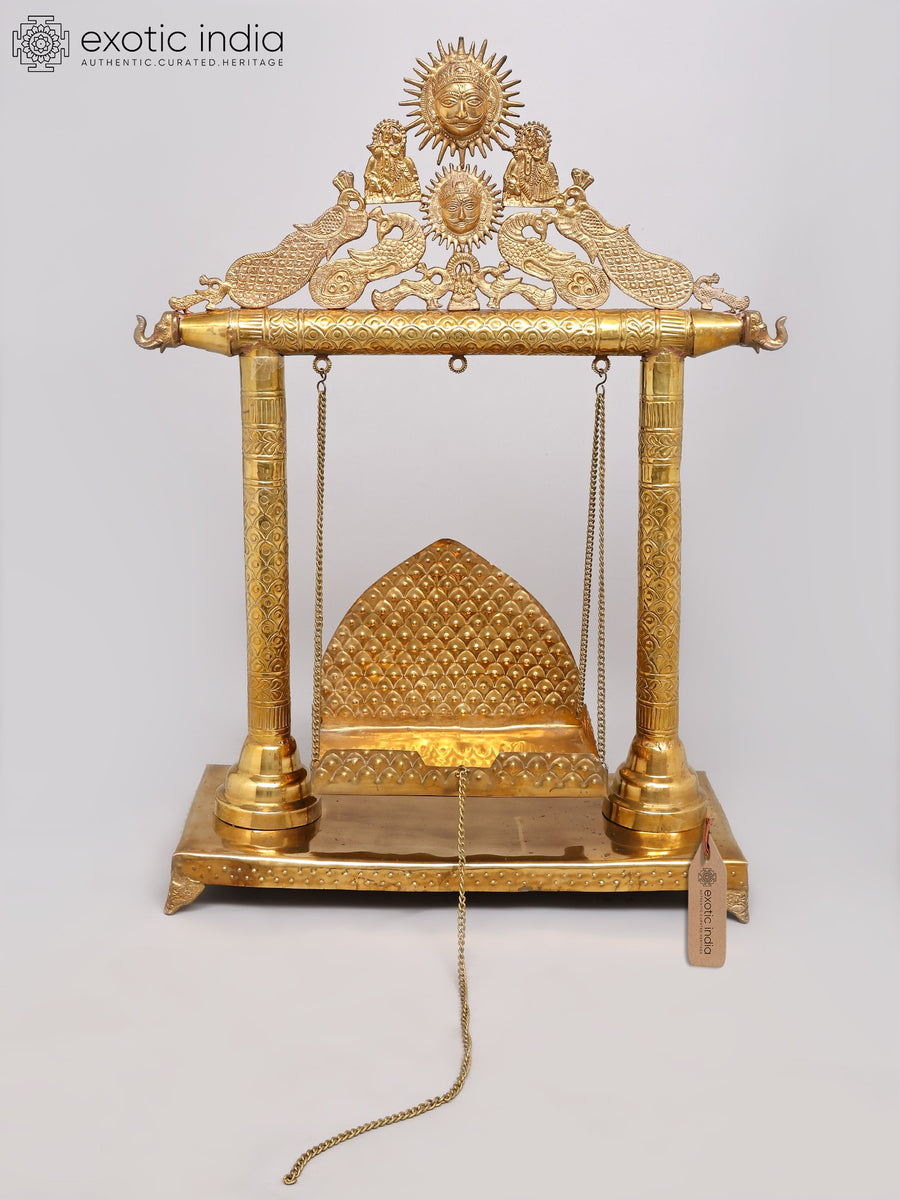 36" Brass Deity Swing Jhula Statue for Home Pooja