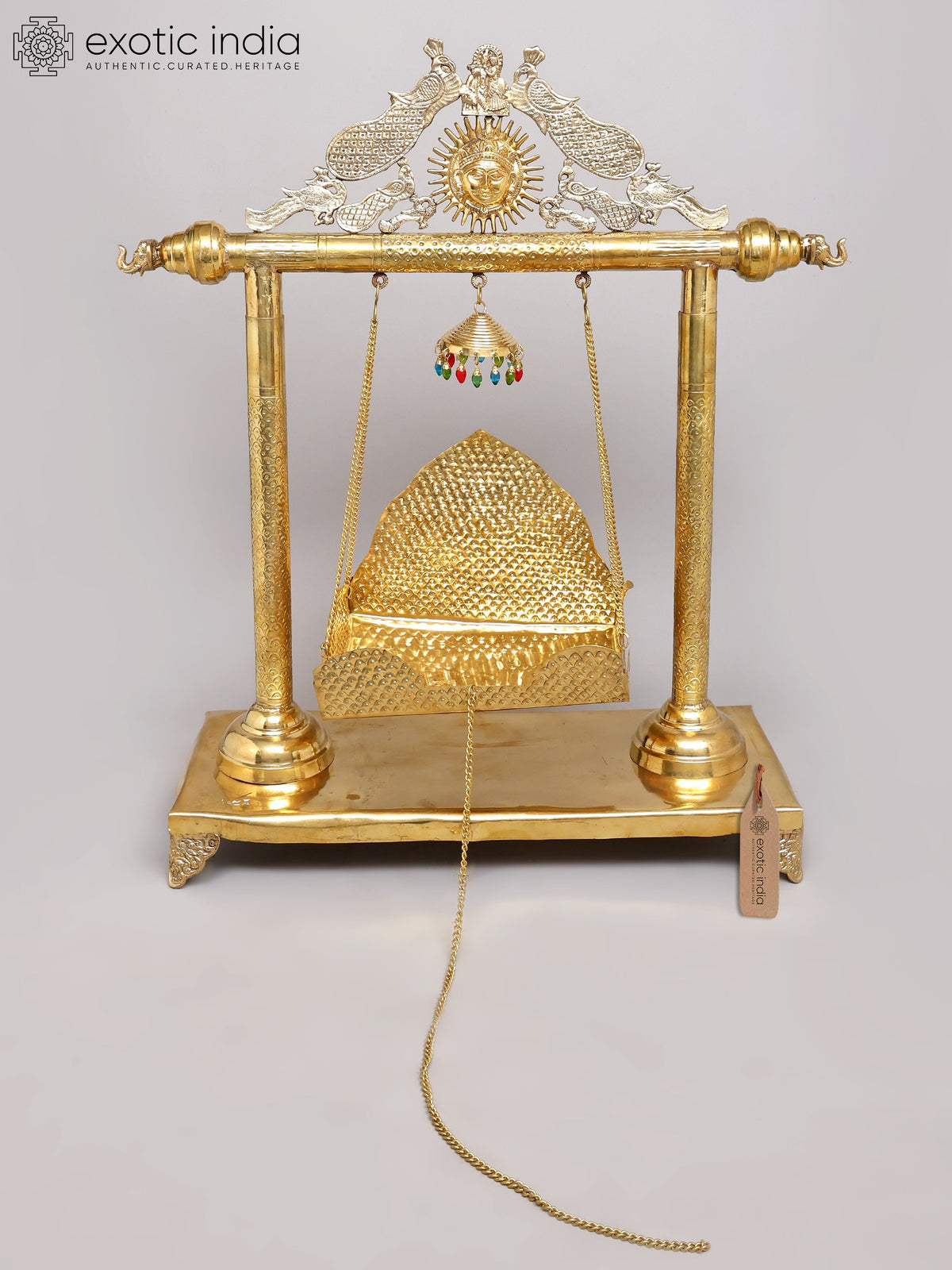 41" Peacock Design Brass Swing for God and Goddess