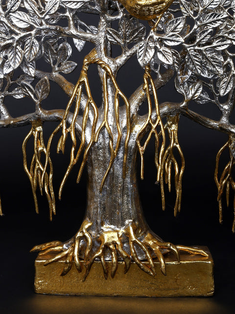 26" Silver Toned Brass Tree of Life with Chirping Birds