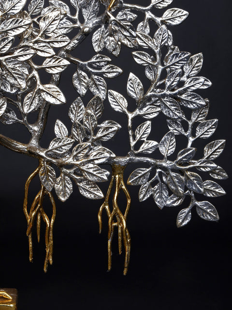 26" Silver Toned Brass Tree of Life with Chirping Birds