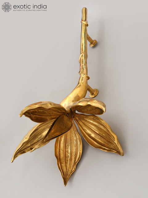 32" Handcrafted Brass Lotus Door Handle - Designer Architectural Hardware