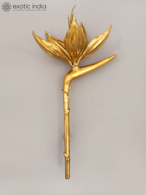 32" Handcrafted Brass Lotus Door Handle - Designer Architectural Hardware