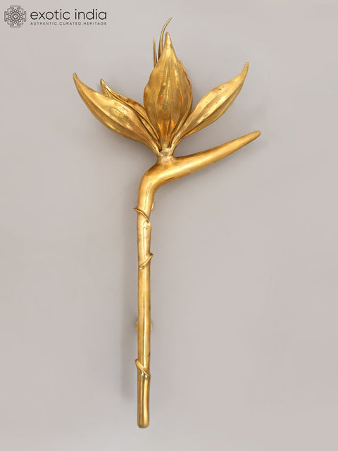 32" Handcrafted Brass Lotus Door Handle - Designer Architectural Hardware