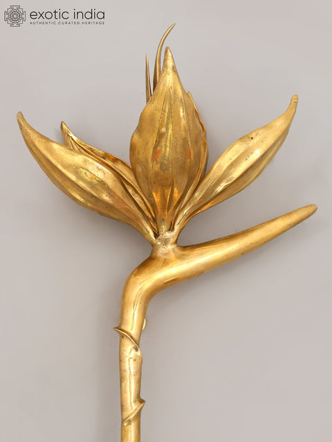 32" Handcrafted Brass Lotus Door Handle - Designer Architectural Hardware