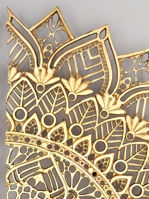 28" Brass Mandala Design Door Handles Pair