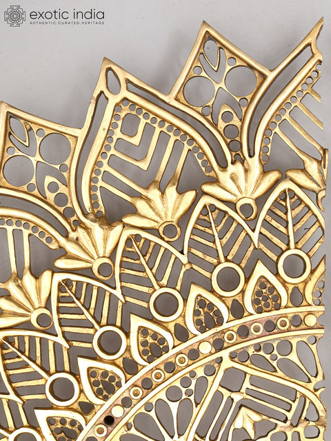28" Brass Mandala Design Door Handles Pair