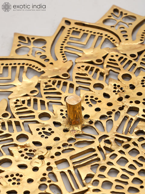 28" Brass Mandala Design Door Handles Pair