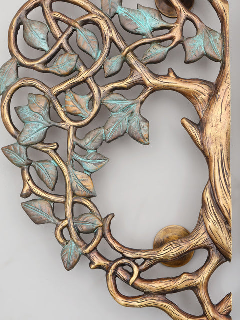 20" Tree Design Pair of Door Handles in Brass