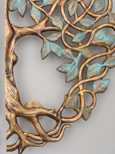 20" Tree Design Pair of Door Handles in Brass
