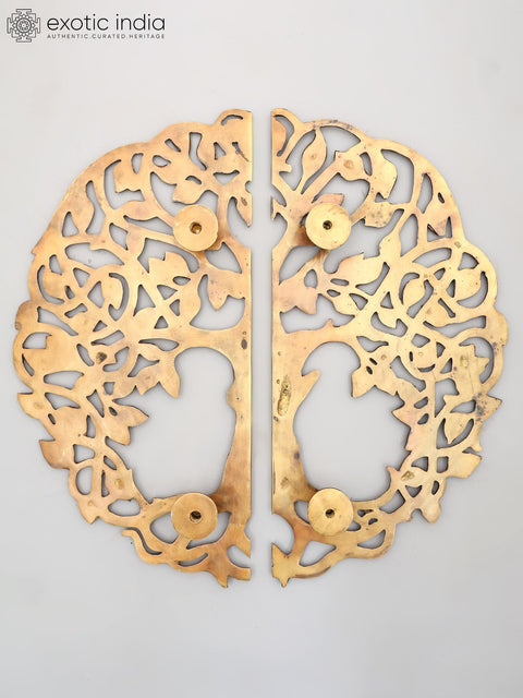 20" Tree Design Pair of Door Handles in Brass