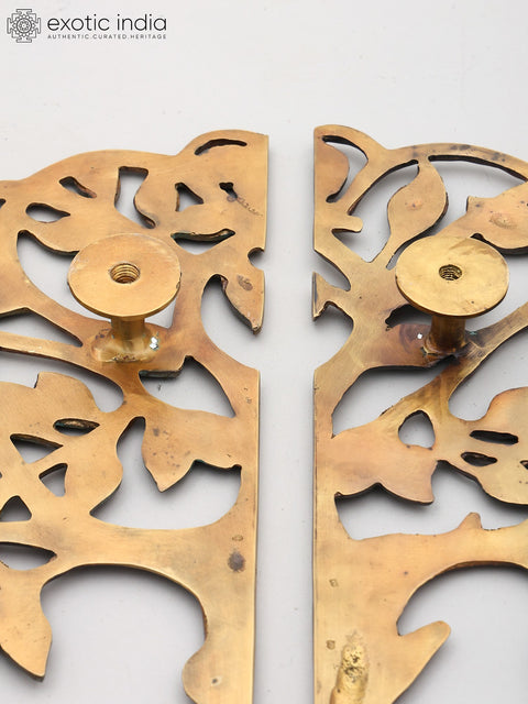 20" Tree Design Pair of Door Handles in Brass
