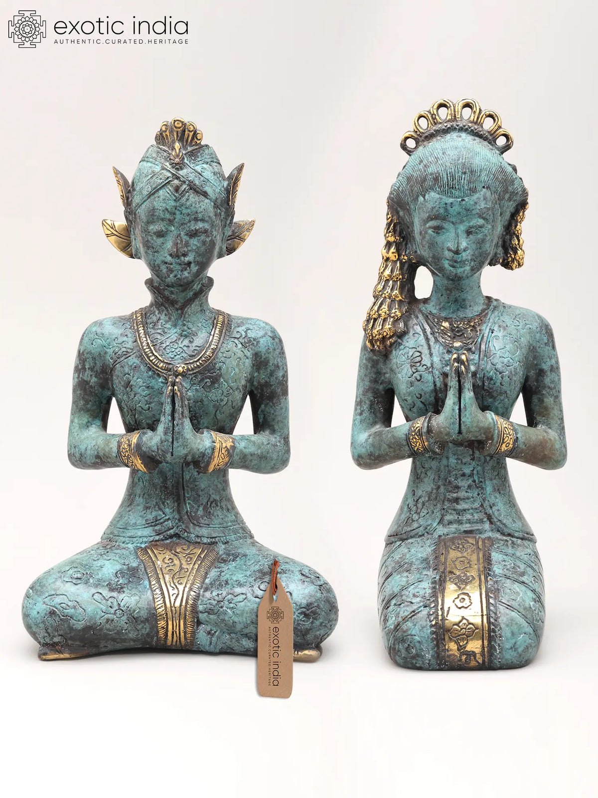 10" Thai Thepphanom (Guardian Angel) | Pair of Brass Statues