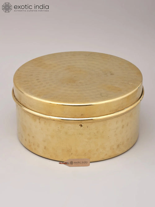Round Brass Tiffin Box for Home Storage and Kitchen Organization