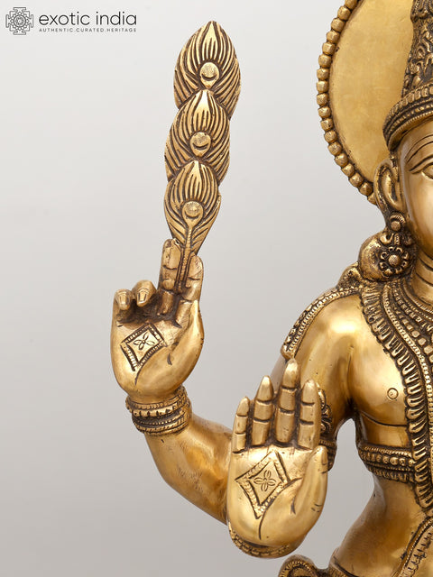 48" Large Four Armed Standing Lord Murugan in Blessing Gesture | Brass Statue