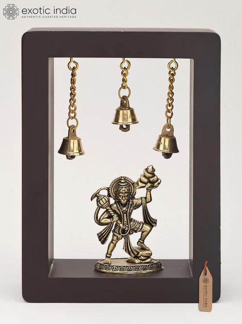 7" Handmade Sanjivani Hanuman Brass Wall Hanging Sculpture