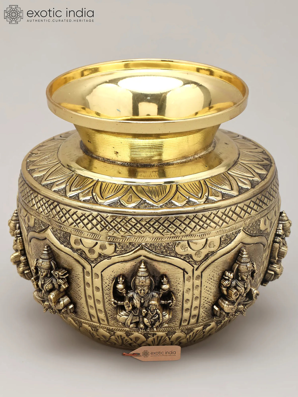 5" Superfine Brass Ashtalakshmi Ritual Kalash