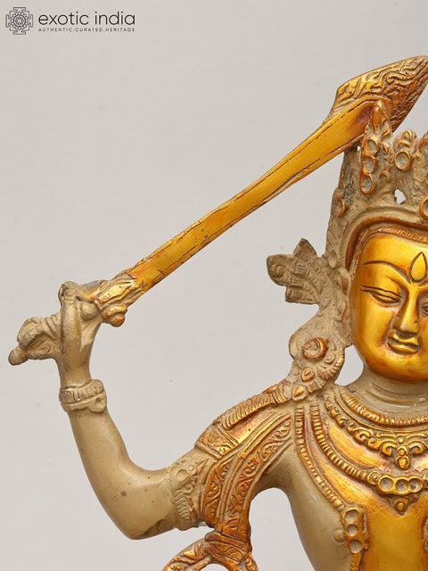 13" Tibetan Buddhist Deity Manjushri | Brass Statue