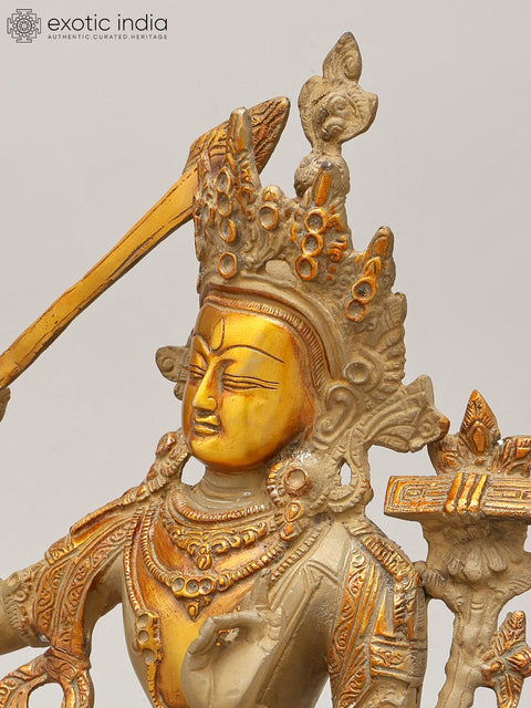 13" Tibetan Buddhist Deity Manjushri | Brass Statue